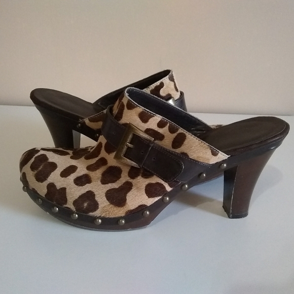 animal print clogs mules